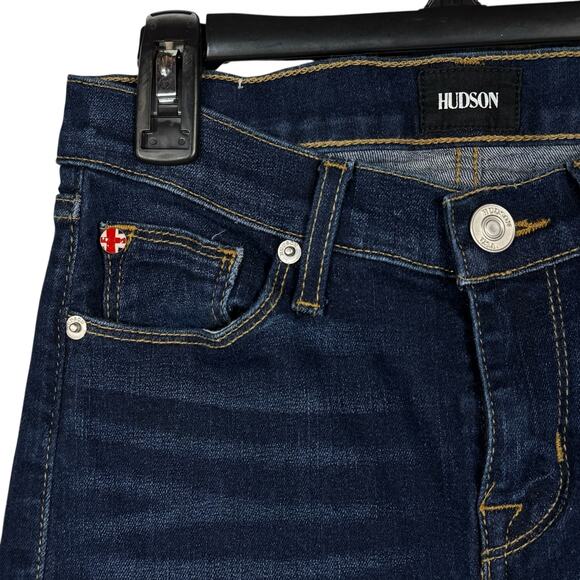 Hudson SZ 25 Harkin Super Skinny Crop Jeans Cuffed Stretch Low-Rise Whiskered - Picture 3 of 11